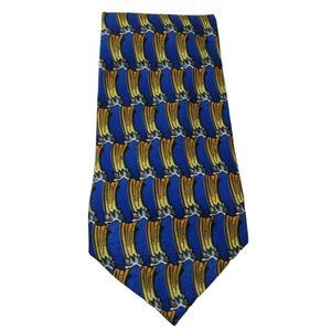 Men's Necktie J Garcia Tie Birdland Blue & Gold 100% Silk